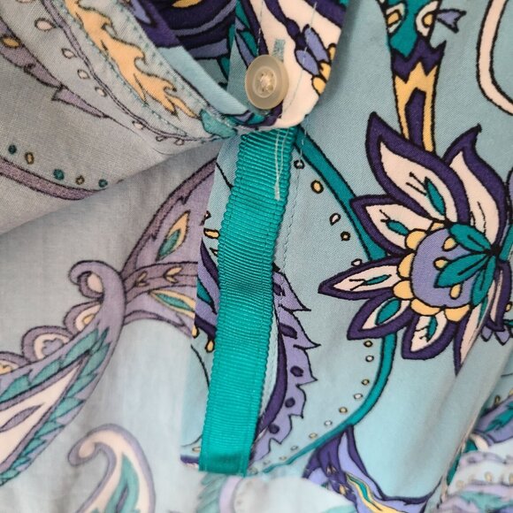 Talbots Petite US Sz P Paisley Print Long Sleeve Button Front Blouse *tiny flaw* - Picture 4 of 11